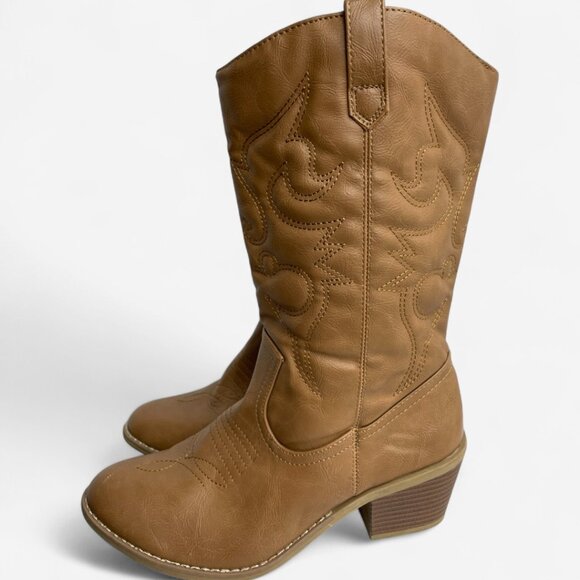 Charles Albert Women's Tan Brown Faux Leather Western Cowboy Cowgirl Size 8 - Picture 5 of 12